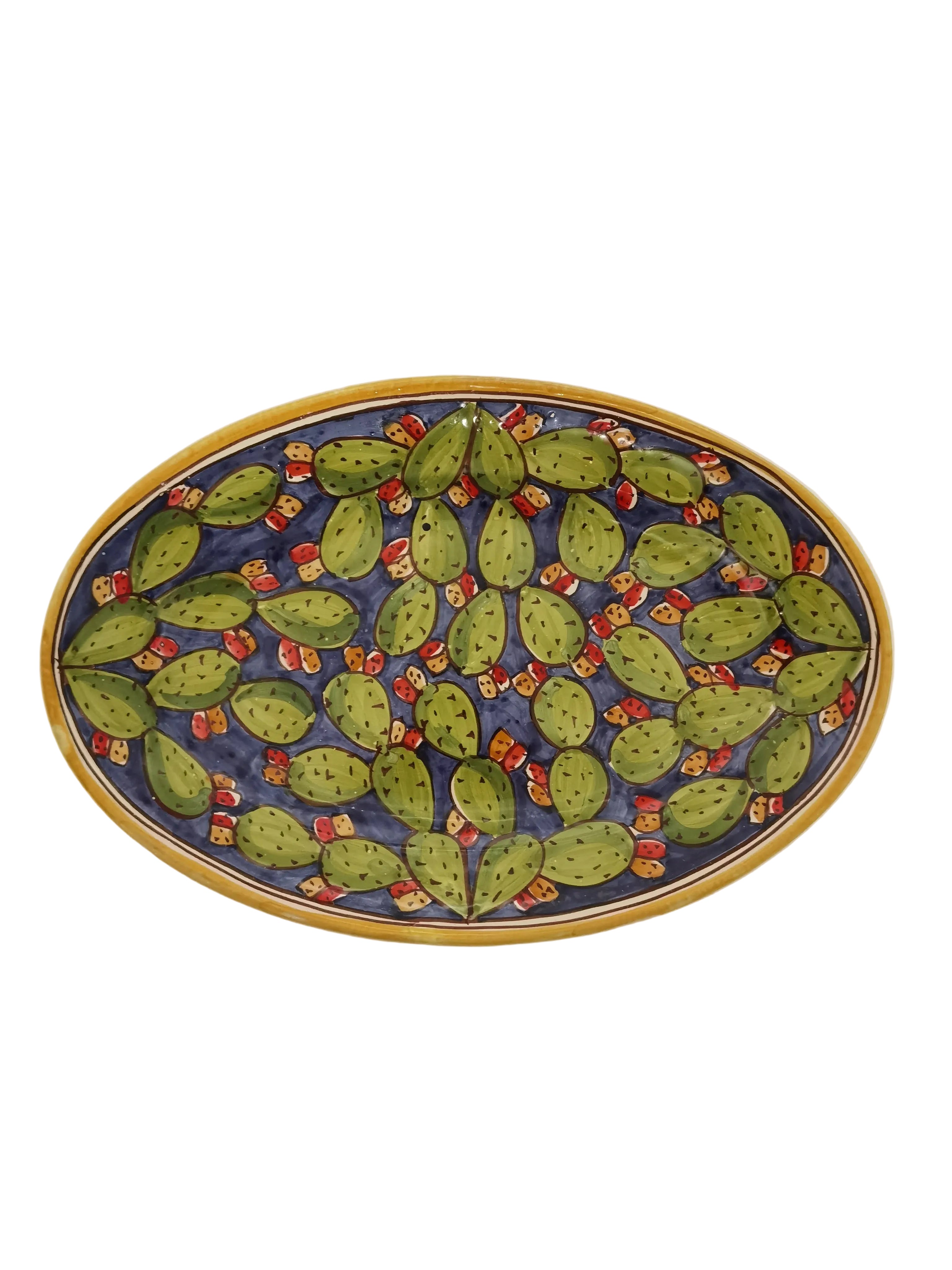 Vassoio decoro fico d’India in ceramica di Caltagirone