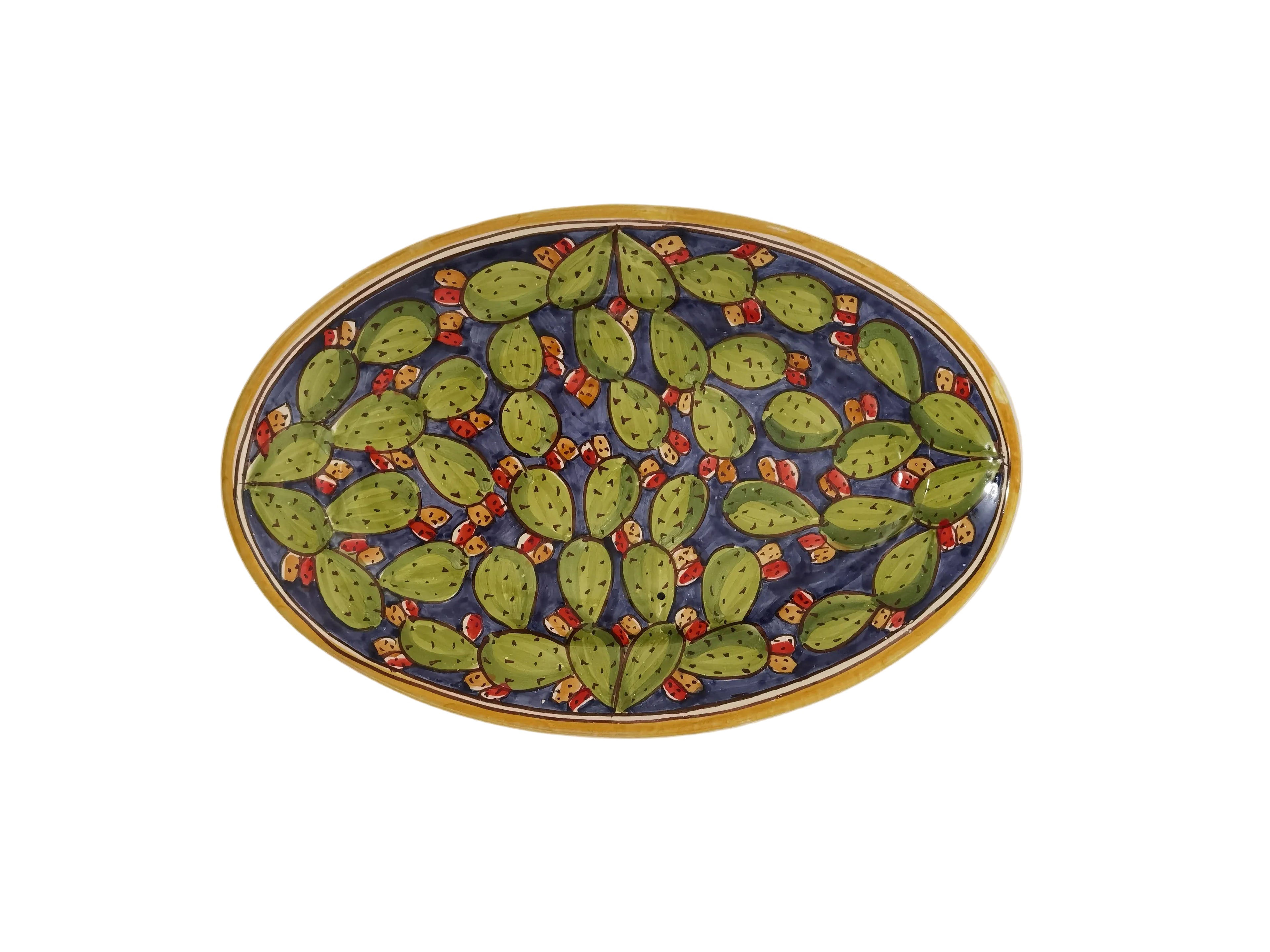 Vassoio decoro fico d’India in ceramica di Caltagirone