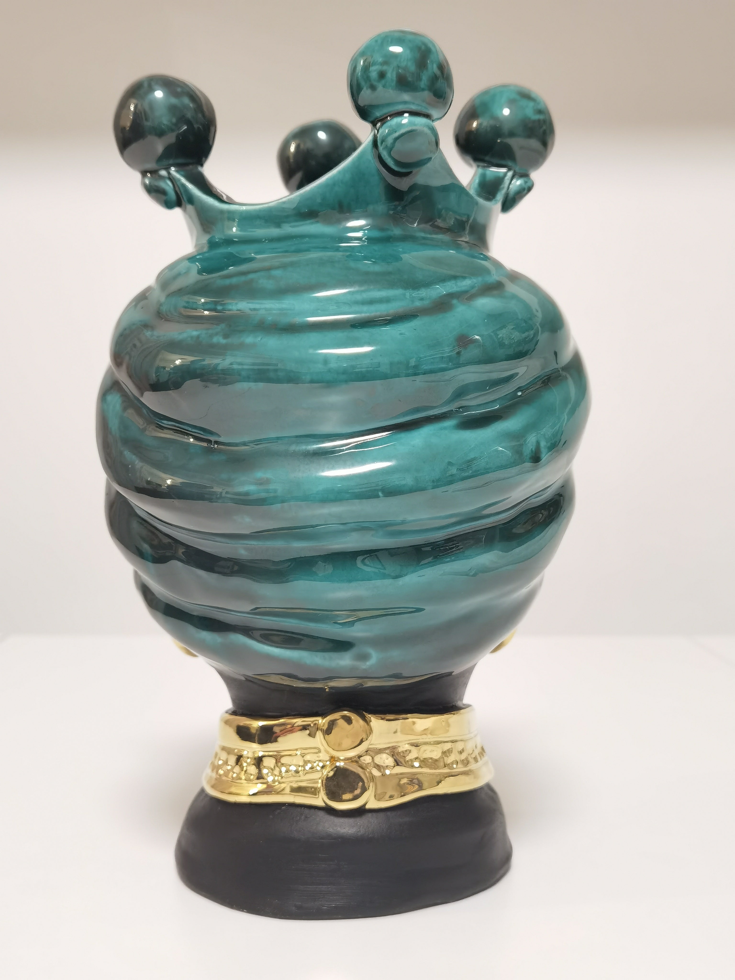 Donna Testa di Moro con Corona e Oro – Ceramica di Caltagirone 25 cm