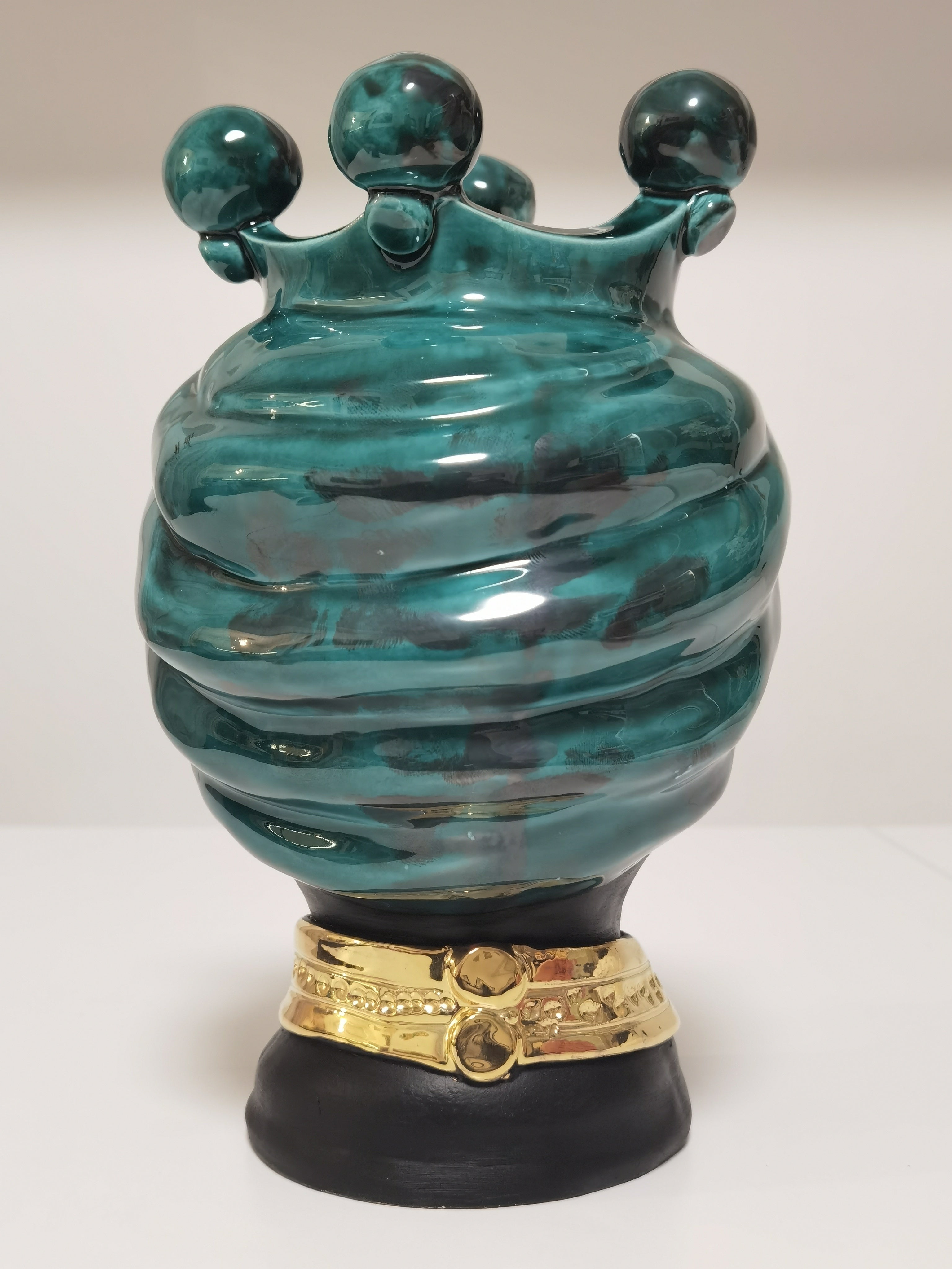 Testa di Moro Uomo con Corona e Dettagli in Oro – Ceramica di Caltagirone | 25 cm