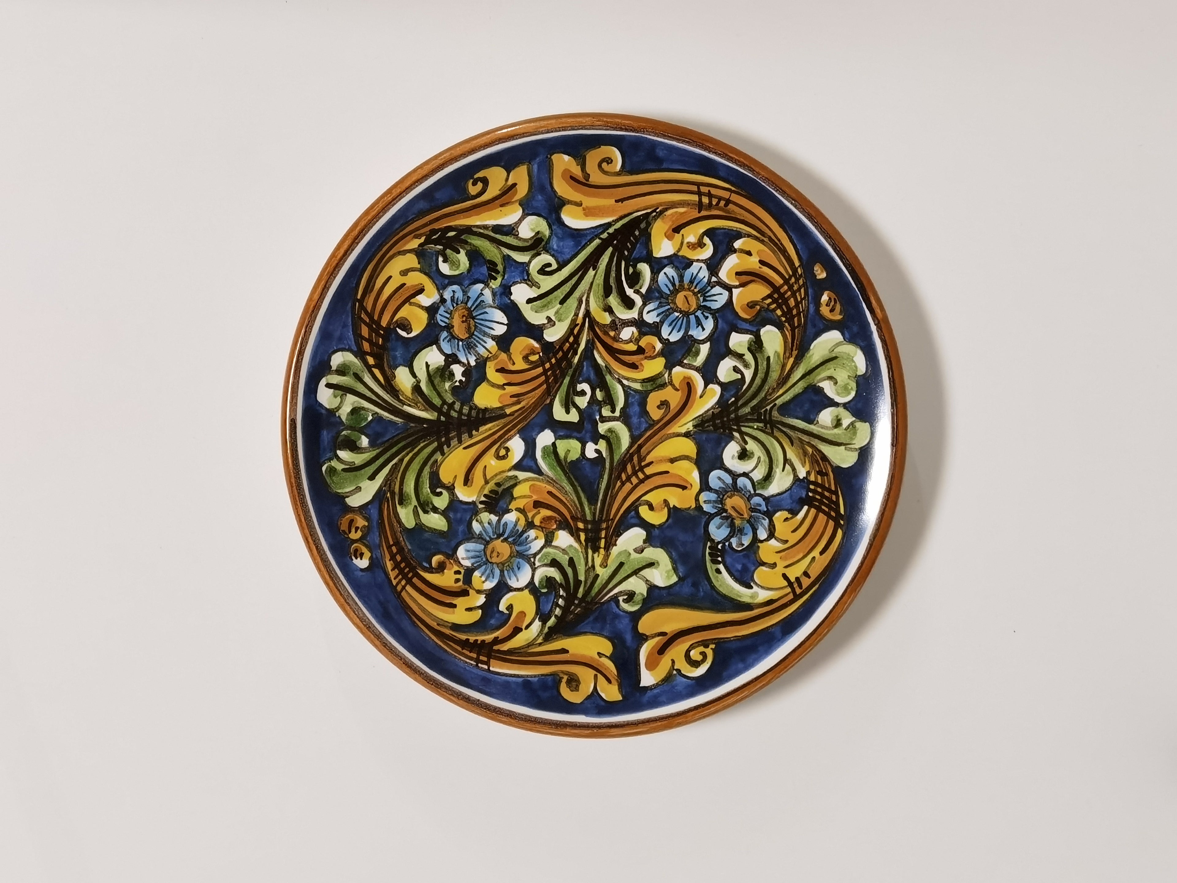 Piatto Rotondo Ornato Classico – Ceramica di Caltagirone 20 cm