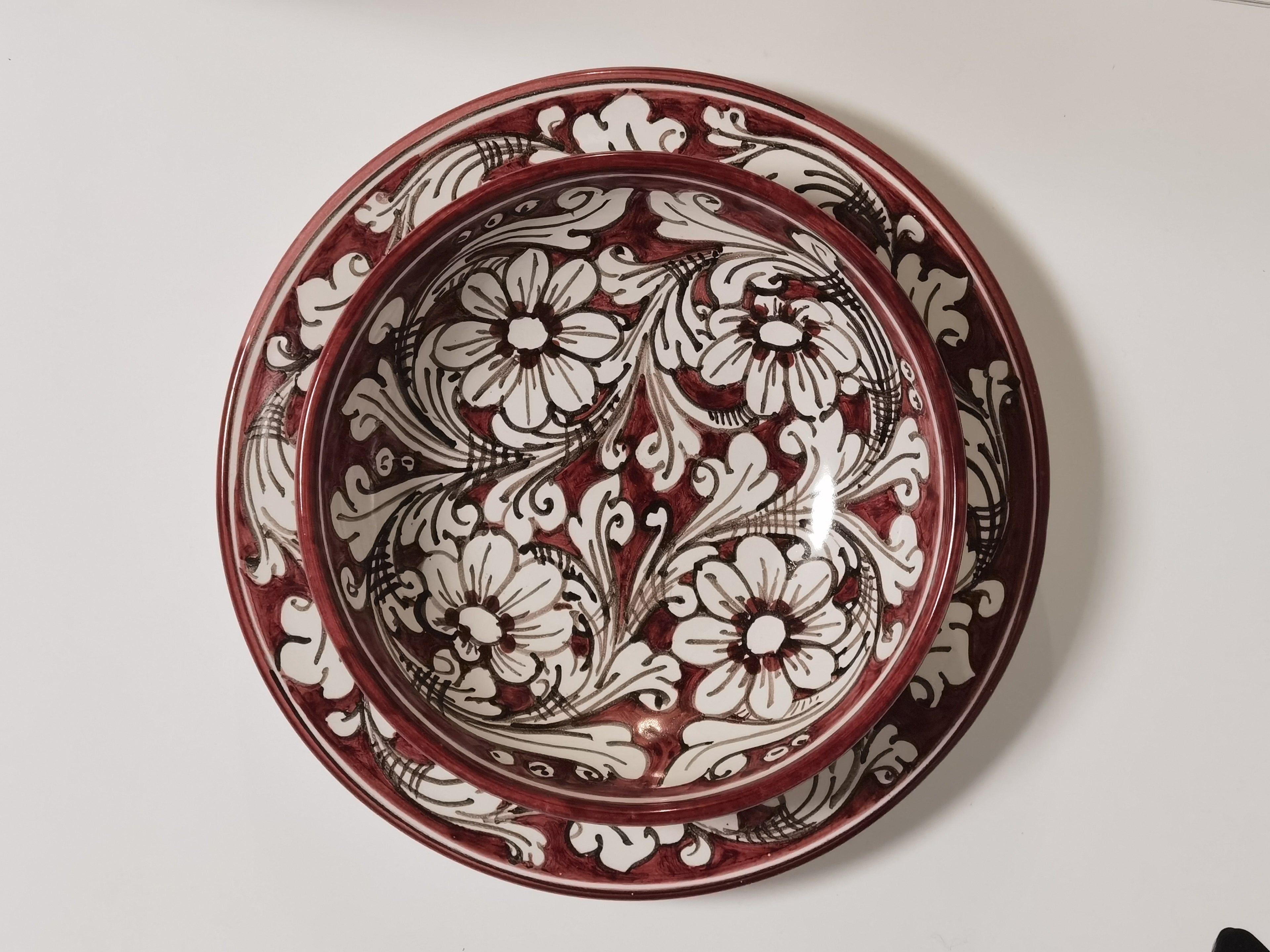 Set di Piatti Artigianali Ornati con Fiori – Ceramica di Caltagirone (6 pezzi)