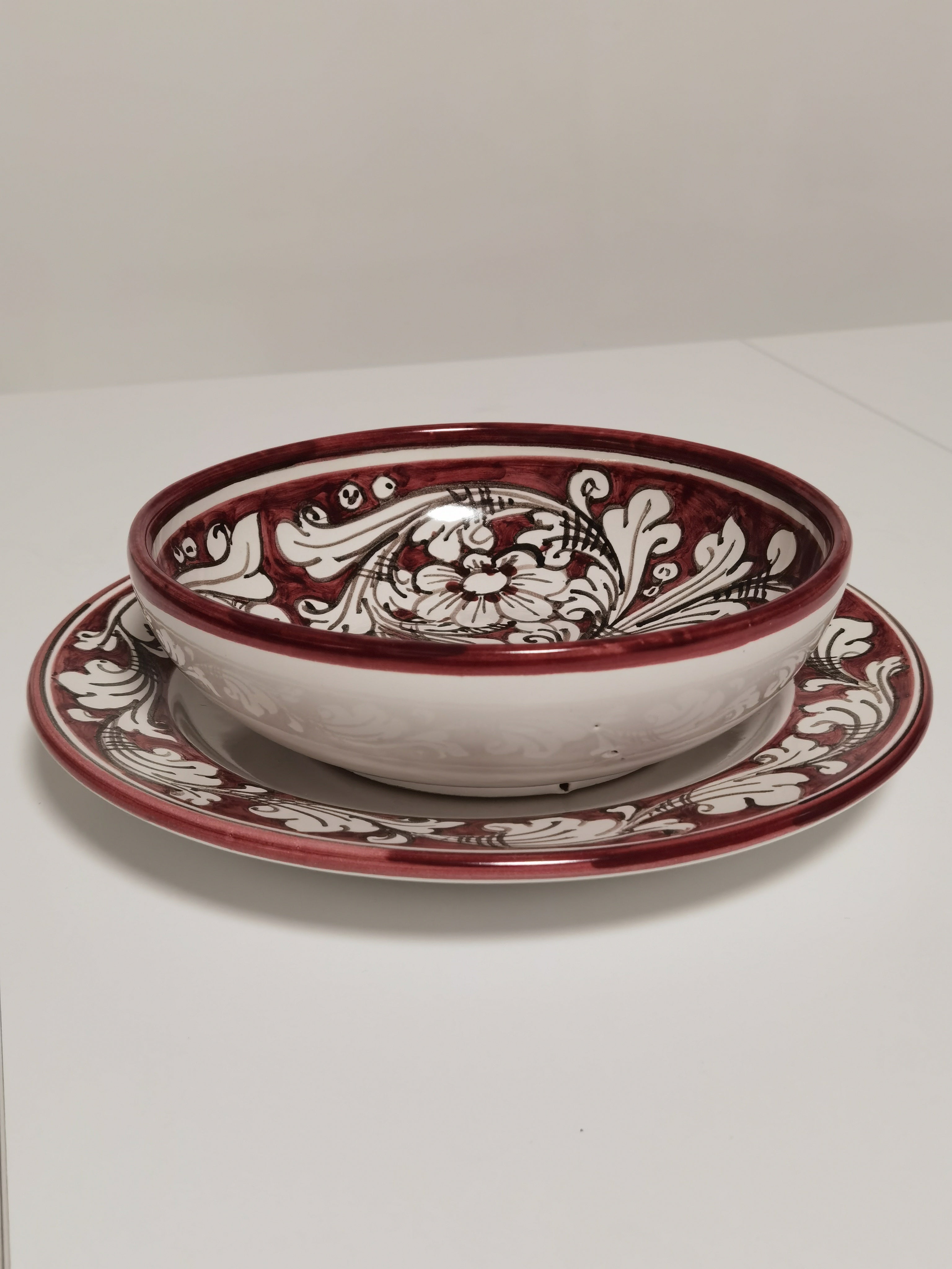 Set di Piatti Artigianali Ornati con Fiori – Ceramica di Caltagirone (6 pezzi)