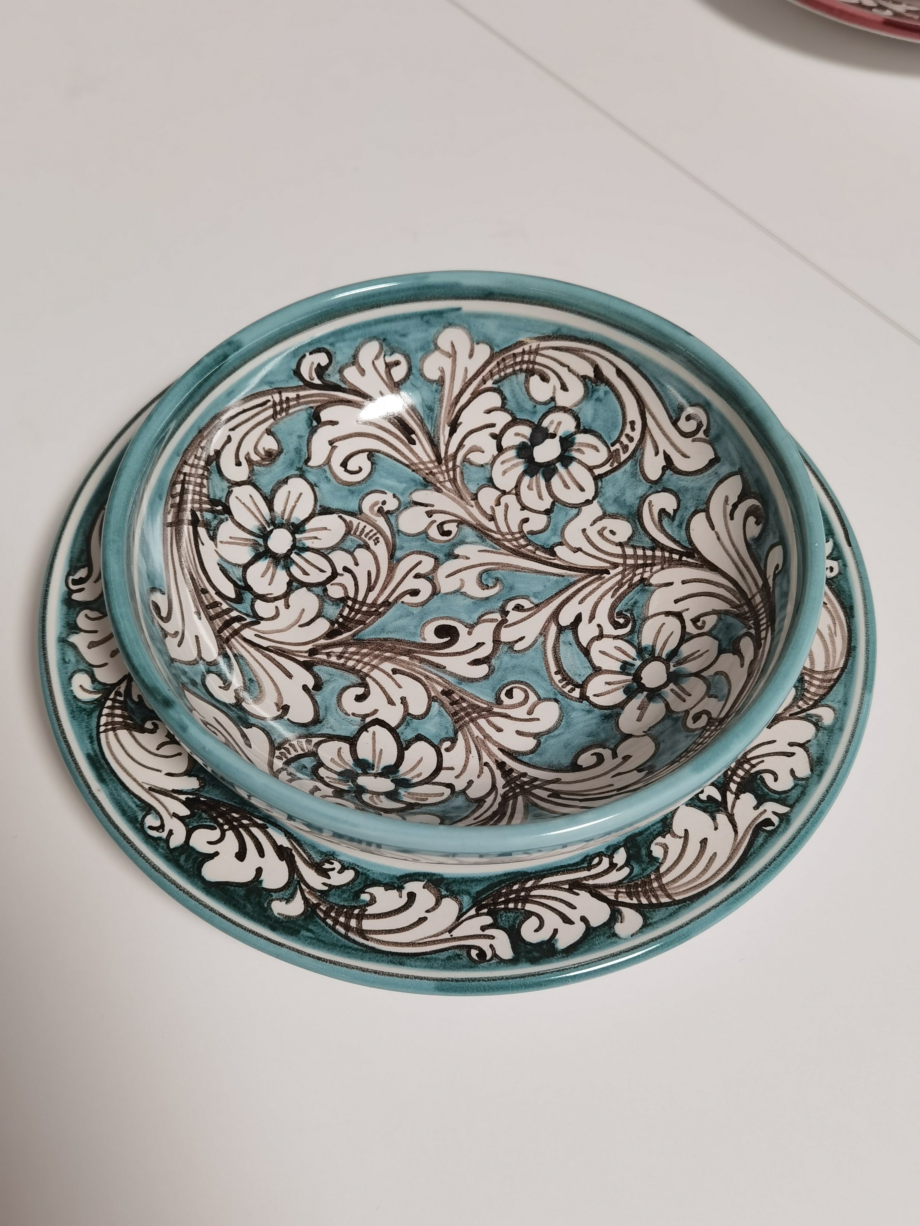 Set di Piatti Artigianali Ornati con Fiori – Ceramica di Caltagirone (6 pezzi)
