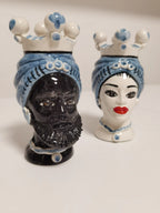 Coppia di Teste di Moro – Ceramica di Caltagirone – 15 cm