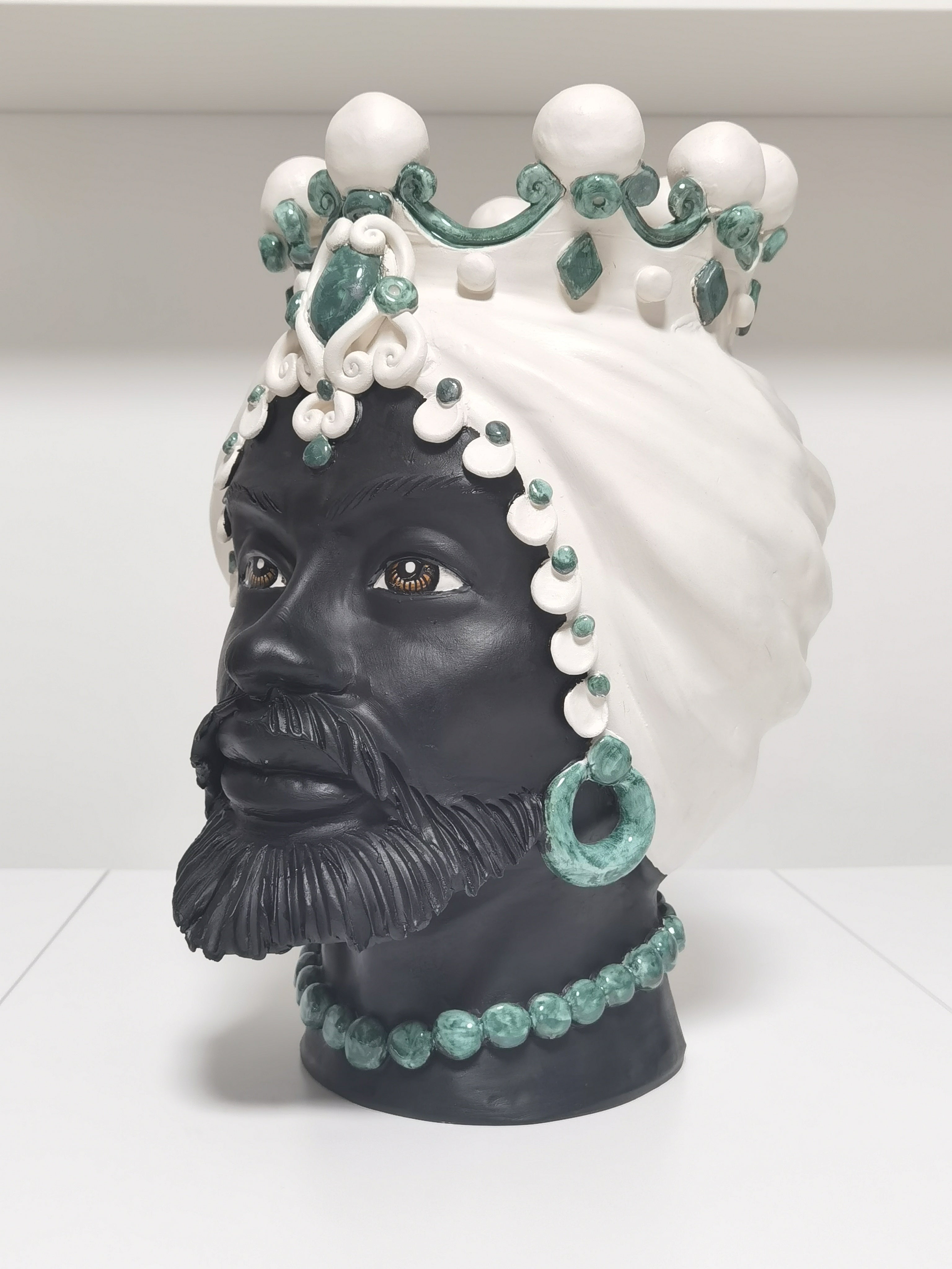 Uomo Testa di Moro – Ceramica di Caltagirone Artigianale (40 cm)
