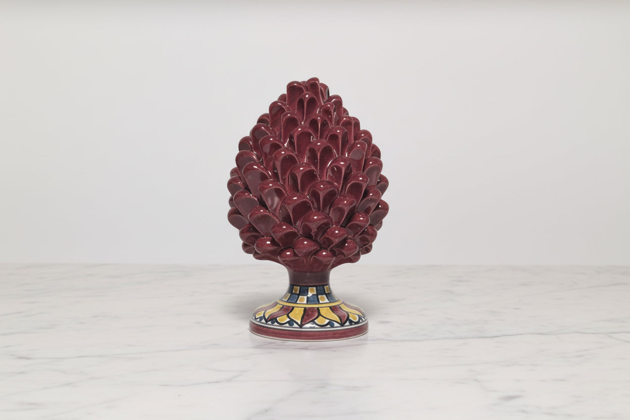 Pigna Bordeaux Decorata – Ceramica di Caltagirone | 20 cm