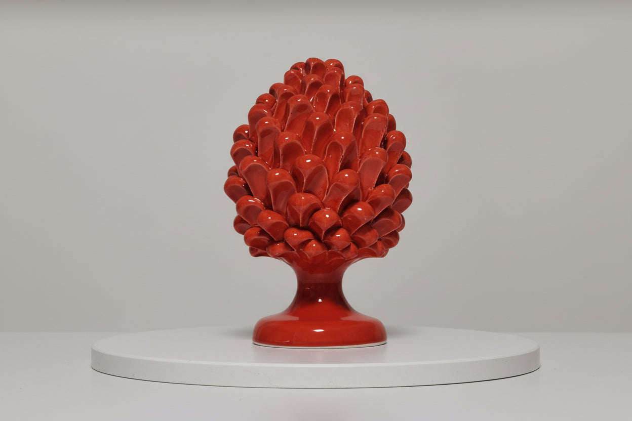 Pigna Rossa 20 cm – Ceramica di Caltagirone Fatta a Mano