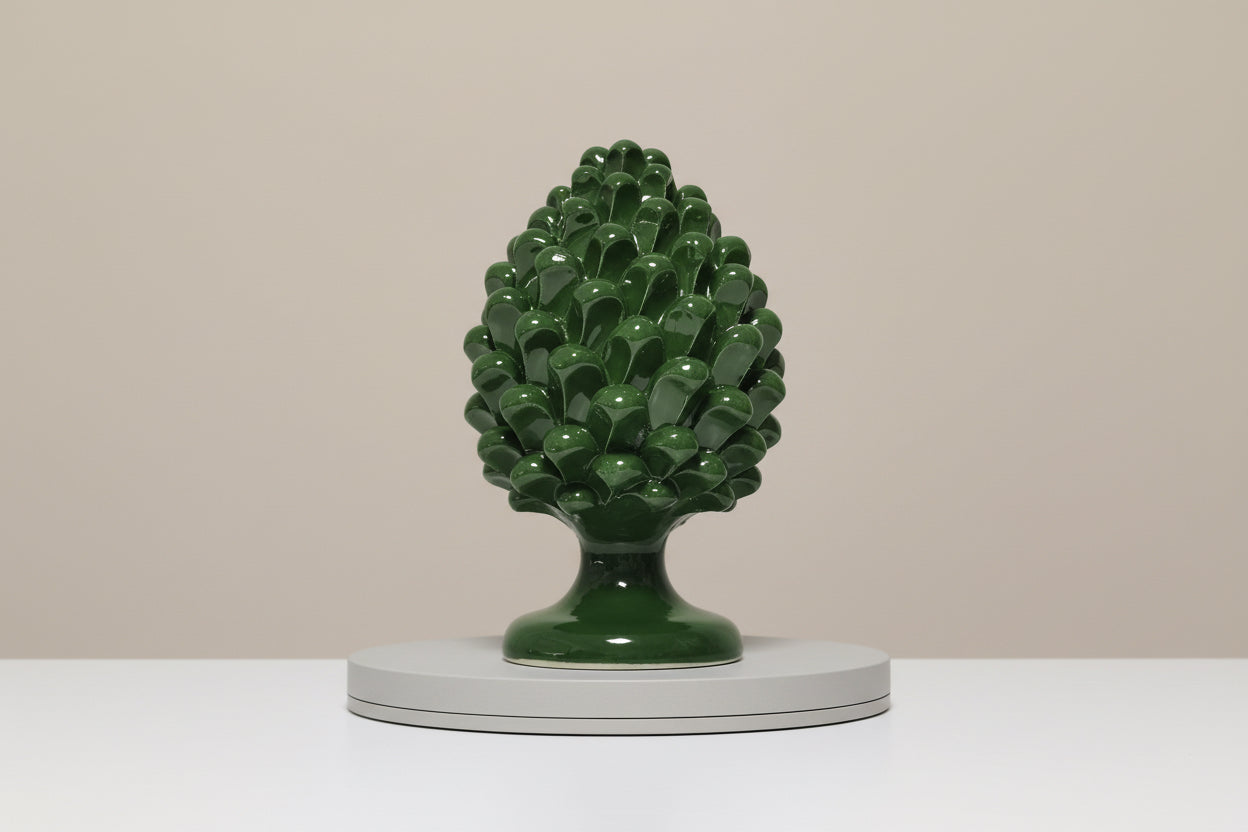 Pigna verde foglia 20cm - Ceramica di Caltagirone Fatta a mano