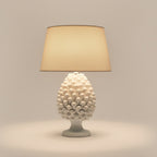 Lume Pigna in Ceramica di Caltagirone Bianca – Fatto a Mano 30 cm