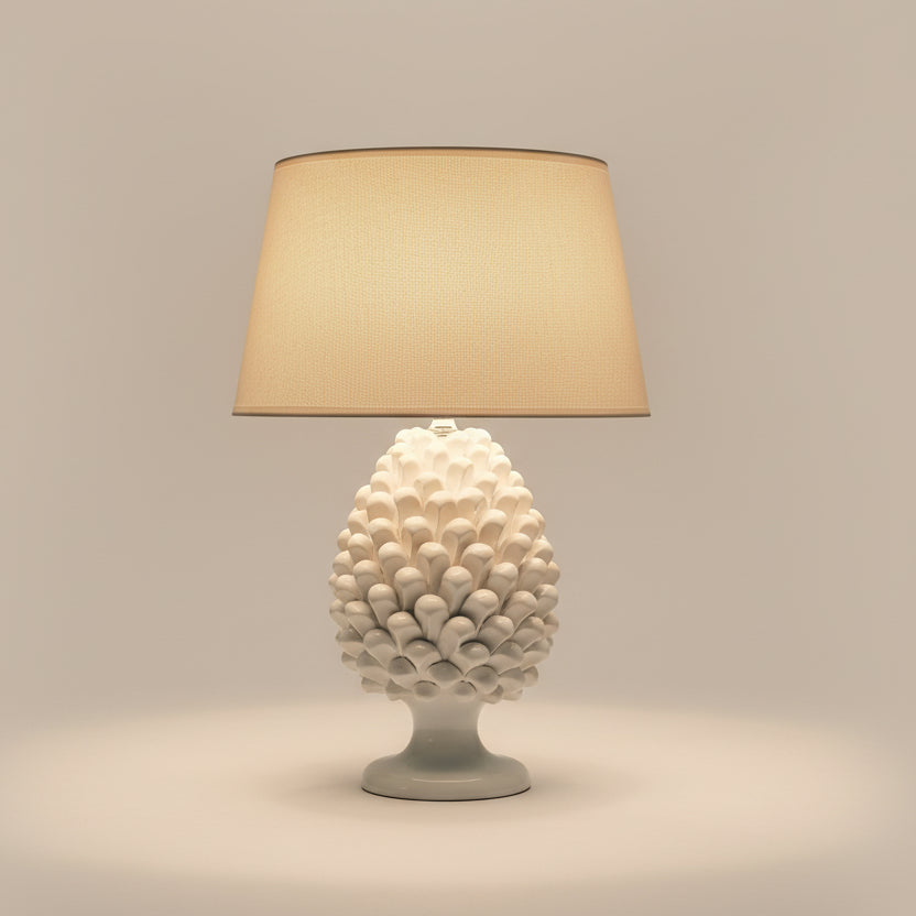 Lume Pigna in Ceramica di Caltagirone Bianca – Fatto a Mano 30 cm