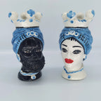 Coppia di Teste di Moro – Ceramica di Caltagirone – 15 cm
