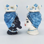 Coppia di Teste di Moro – Ceramica di Caltagirone – 15 cm