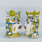 Coppia Teste di Moro “Decoro La Siciliana” in Ceramica di Caltagirone – Fatto a Mano 15 cm