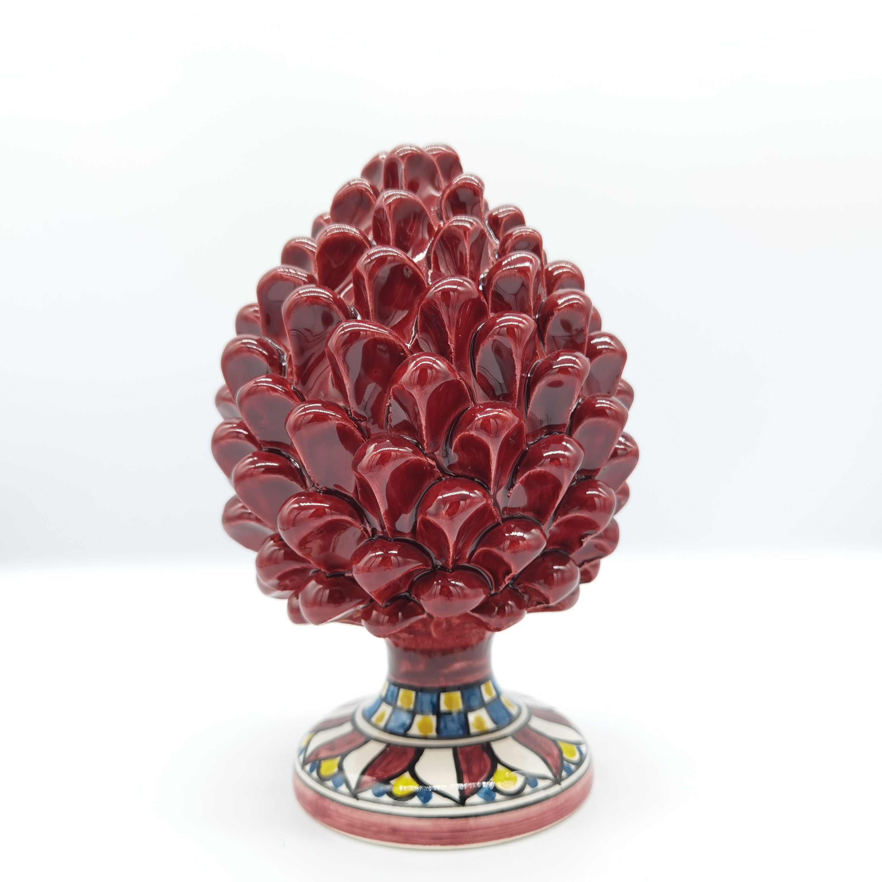 Pigna Bordeaux Decorata – Ceramica di Caltagirone | 20 cm