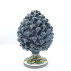 Pigna Artigianale in Ceramica di Caltagirone – Grigio Decorato – 20 cm