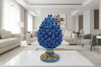 Lampada Pigna in Ceramica di Caltagirone Blu con Base Decorata – Fatto a Mano 30 cm