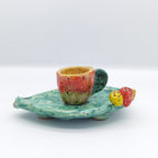 Tazzina con piattino fico d’India in ceramica di Caltagirone