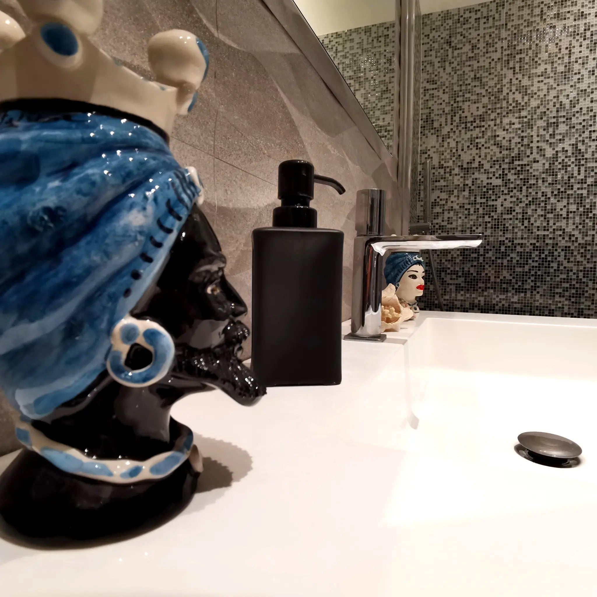 Coppia di Teste di Moro – Ceramica di Caltagirone – 15 cm