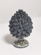 Pigna Artigianale in Ceramica di Caltagirone – Grigio Decorato – 20 cm
