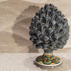 Pigna Artigianale in Ceramica di Caltagirone – Grigio Decorato – 20 cm